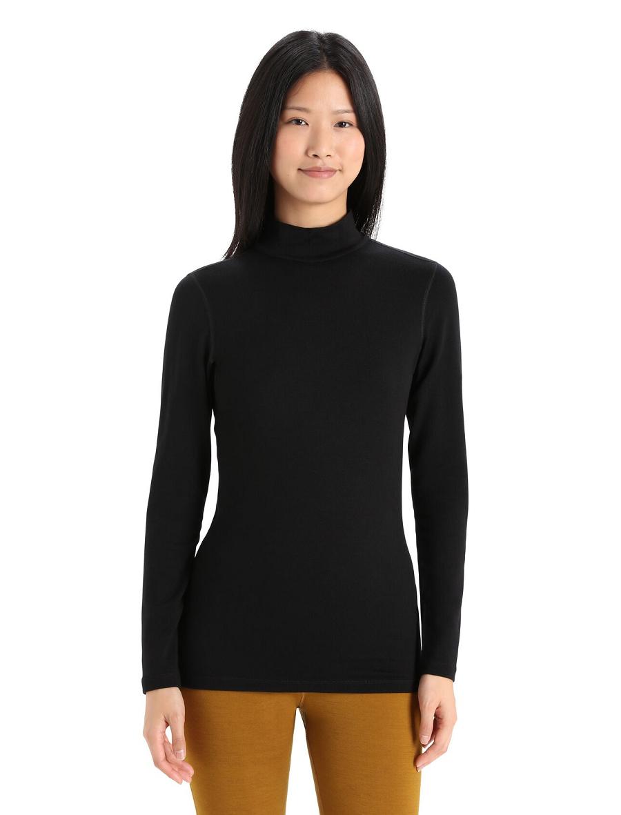 Base Layers Icebreaker Merino 260 Tech Long Sleeve Turtleneck Damskie Czarne | PL 1119GSOL